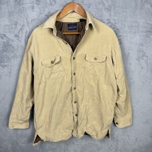 VINTAGE Country Touch Mens Tan Corduroy Quilted‎ Lining Jacket Size L